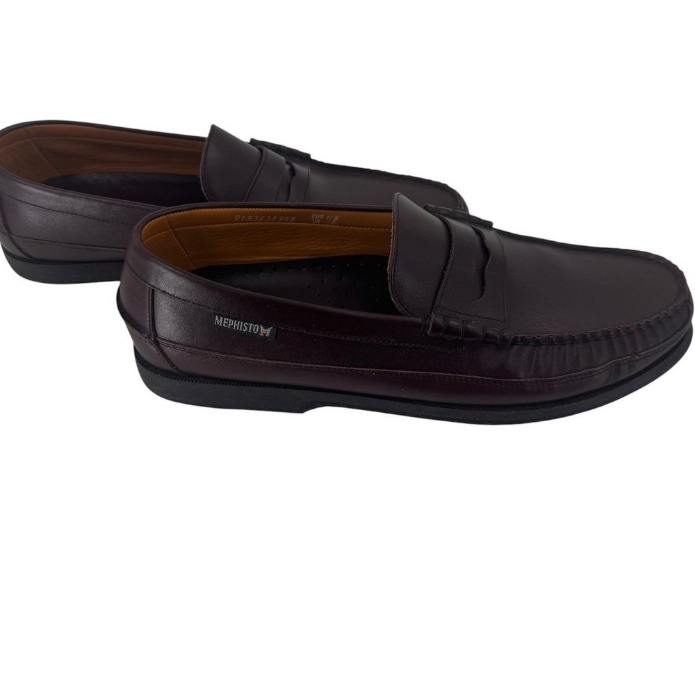Mephisto Spinnaker Mens Dark Brown/Wine Leather Penny Loafers Air-Relax Shoes 12 - Picture 3 of 11